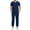 Dark Blue, variant on Yteetum Scrub for Men Solid Color Crew Neck Button Down Short Sleeve Shirts with Pockets and Drawstring Trousers Quickly Drying Doctors Surgicals Gowns Protective Nursing Uniforms Two Piece Sets