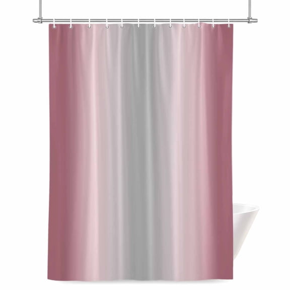Pink and Grey Gradient Shower Curtain, Minimalist Abstract Ombre Modern Art Waterproof Shower Curtain Set with 12 Hooks Lightweight Bath Curtains Fabric Bathroom Decor 48x72 Inches