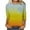 Yellow, variant on Ecqkame 3/4 Length Sleeve Womens Tops Loose Casual Gradiented Printed Round Neck Pullover Tops Womens Summer Tops Black XXL