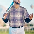 thumbnail image 6 of Balery Purple Floral Gingham Check Plaid Baseball Jersey for Men Casual Button Down Shirts Short Sleeve Active Team Sports Uniform-3X-Large, 6 of 9