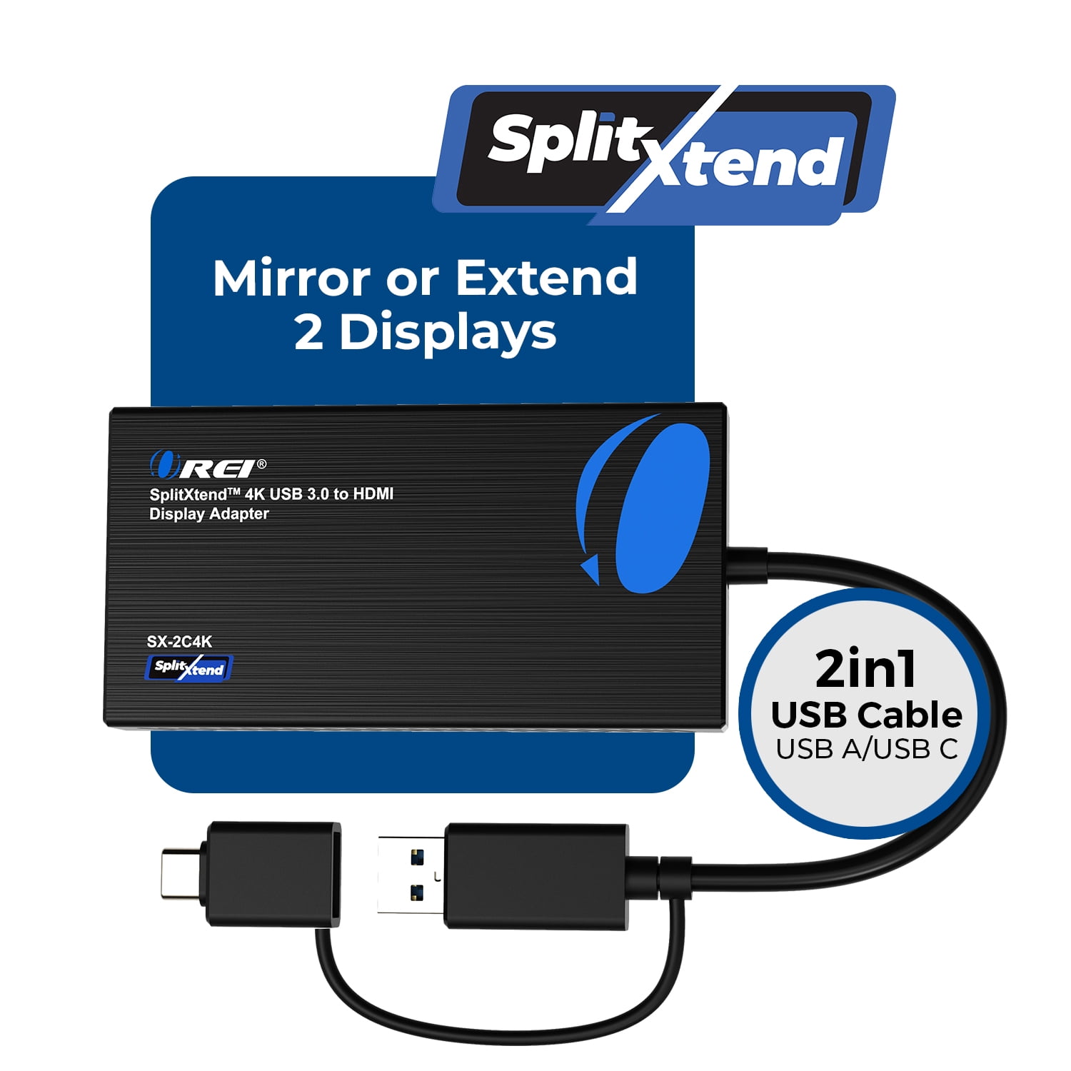 OREI SplitXtend 4K USB 3.0 to HDMI Display Adapter - (SX-2C4K)