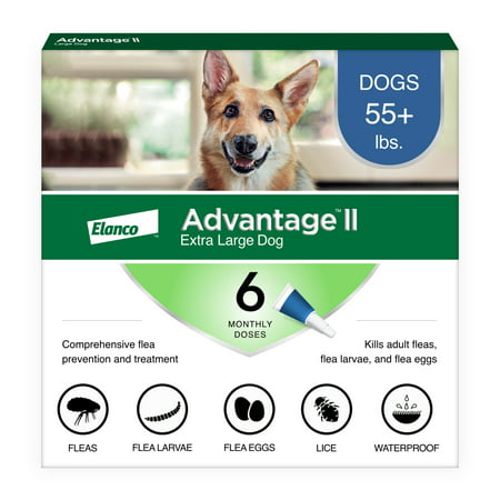 Advantage II Vet-Recommended Flea Prevention for XL Dogs +55 lbs, 6 Monthly Treatments