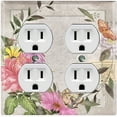 thumbnail image 1 of Metal Light Switch Plate Cover Vintage Flower Wreath Butterfly Tile FLW107, 1 of 13