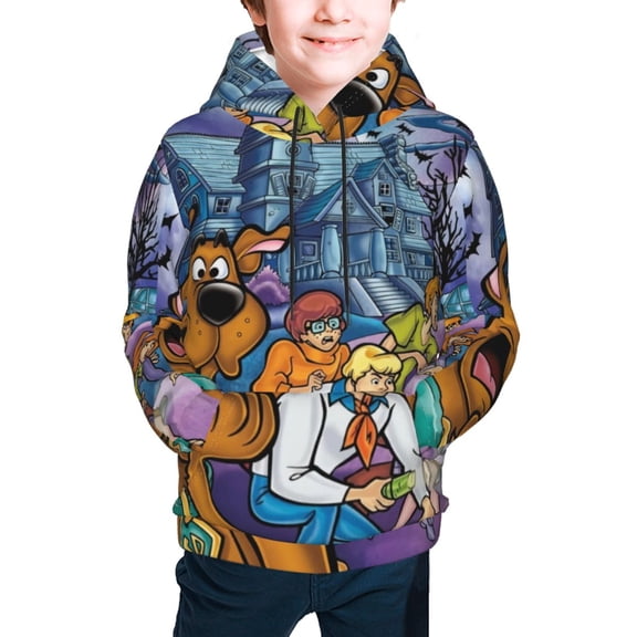 Scooby Doo Boys Girls Hoodies Fashion Graphic Hooded Sweatshirt Casual Pullover Outwear for Kids Youth