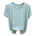 thumbnail image 2 of TODOZO Modal Striped T Shirts for Women Womens Short Sleeve Tops Striped Short Sleeved T Shirt for Women In Summer Worn Large Size To Show Off Weight. Half Sleeved Knitted Base Shirt, 2 of 7
