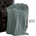 thumbnail image 2 of Benzara Creuse Cable Knitted Cotton Throw with Diamond Pattern The Urban Port, Olive Green, 2 of 2