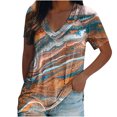 thumbnail image 2 of ICHUANYI Clearance Fashion Women's Casual Printed V-Neck Short Sleeve Pullover Tops Blouse T-shirt(Brown, M) ICHUANYI WER2023081402880, 2 of 5