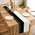 thumbnail image 3 of Modern Black Gold Table Runner - 70 Inch Long Minimalist Geometric Yellow Striped Cotton and Linen Blended Dress Scarves Farmhouse Table Runner for Kitchen Dining, Coffee Table, 13" x 70", 3 of 8