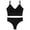 Black#2 piece lingerie set, variant on Women High Waisted Bikini Set Athletic Two Piece Swimsuits Sporty High Cut Bathing Suit with Scoop Neck Mint Green XL