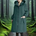 thumbnail image 2 of Towmus Rain Jackets for Women Plus Size Solid Color Rain Jacket Outdoor Hooded Windproof Loose With Pocket Coat Hooded Windbreaker, 2 of 7