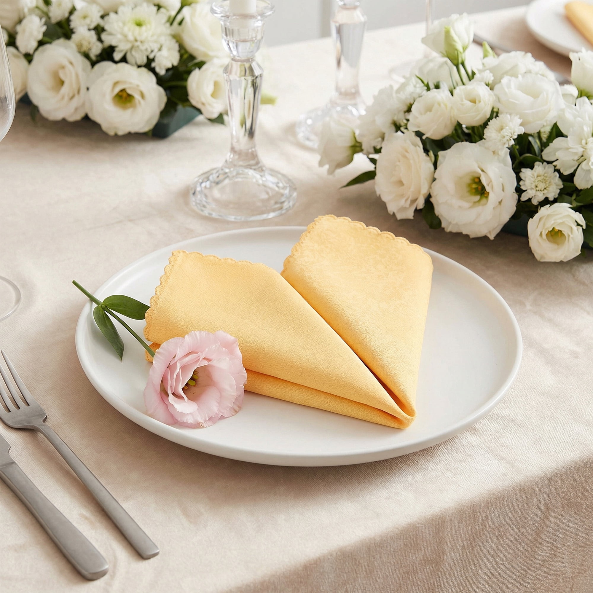 Unique Bargains 12Pcs Reusable Party Cloth Napkins Gold 19x19inch