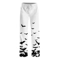 thumbnail image 6 of BWASD Pants for Women Halloween Bat Print Wide Leg Pants with Pockets Comfy Baggy Holiday Party Loungewear Casual Loose Soft Pajama Bottoms Home Daily Wear | S Size, 6 of 6