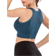 thumbnail image 5 of Women's High Neck Seamless Sports Bra High Impact Padded Crop Tops Longline Tops Yoga Bra Blue/Black, 5 of 8