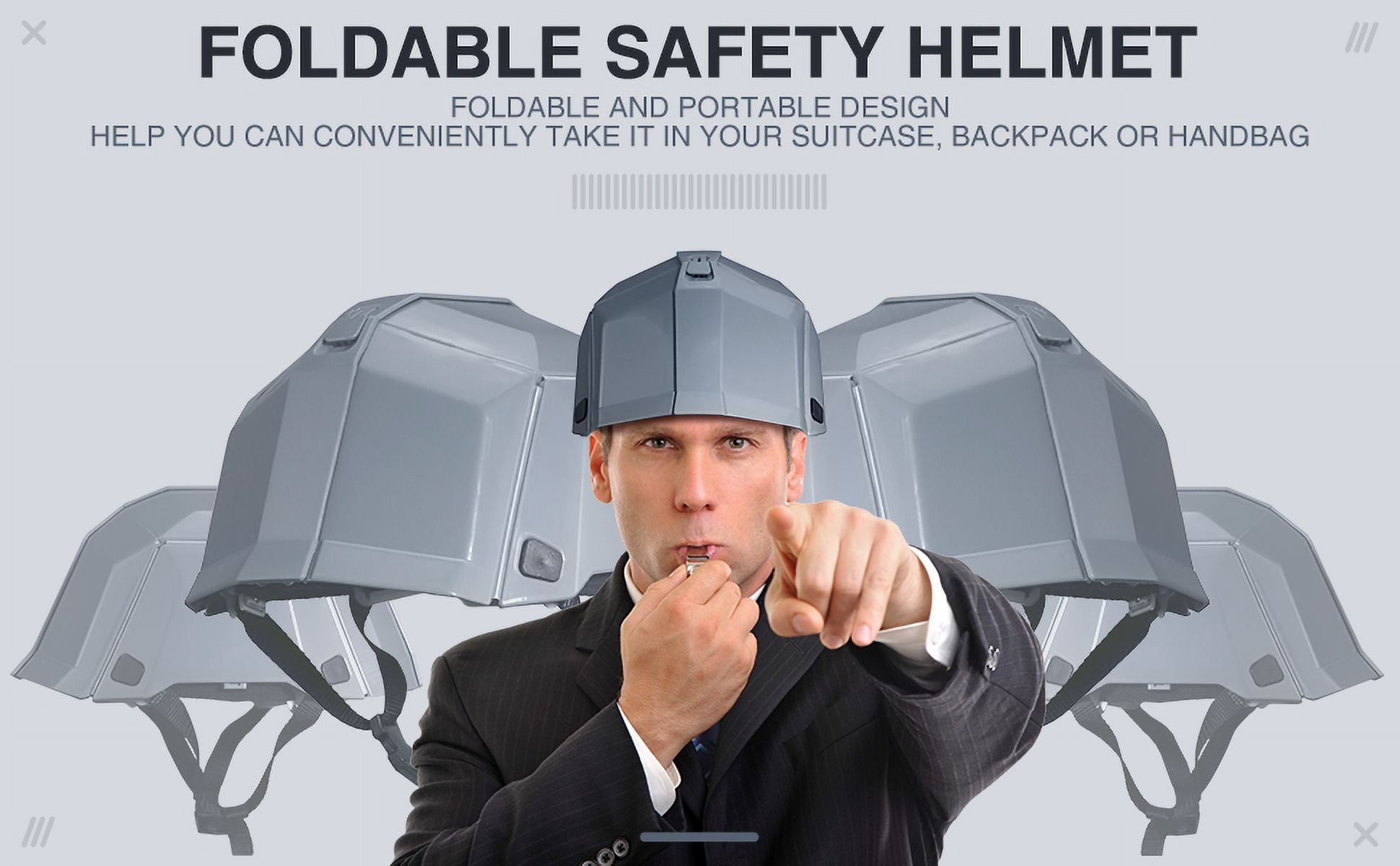 Foldable Safety Hardhat Helmet Outdoors Collapsible Helmet Perfect Construction Hard Hats Safety Cap One Size for Offices Earthquake Public Facilities of Disaster (Gray)