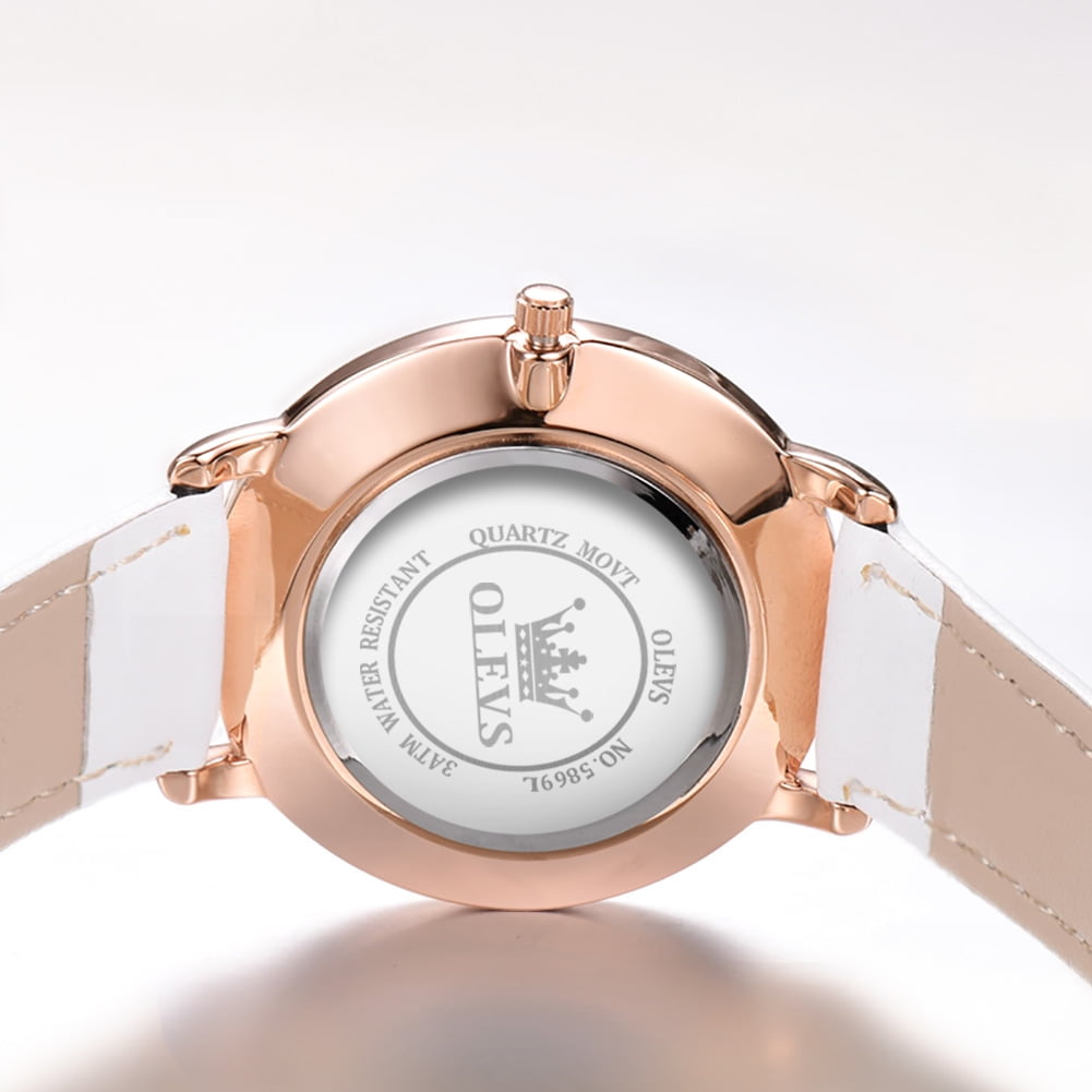 OLEVS Watches for Women Waterproof Womens Wristwatches Analog Quartz Ultra Thin Watches Leather Strap Watches with Date Calendar Ladies Watches Gifts Reloj para Mujer