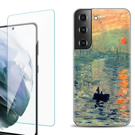 Slim-Fit Fashion Gel Phone Case for Samsung Galaxy S22  5G / S22 Plus 5G, with Tempered Glass Screen Protector, by OneToughShield ® - Sunrise Impression