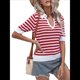 thumbnail image 3 of Suéter Corto A Rayas para Mujer, Top de Verano de Corta con Cuello en V, Camisa Holgada y para Salir Rojo M, 3 of 10