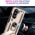 thumbnail image 5 of Feishell Hybrid Armor Phone Case for Samsung Galaxy Z Fold 6,Military Grade Shockproof 360 Rotatable Metal Ring Holder Kickstand Support Magnetic Car Mount Dual Layer Protective Phone Cover,Gold, 5 of 6