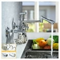 thumbnail image 4 of 2 Handle Kitchen Faucet Wall Mounted Pot Filler Folding Faucet 360 Rotating Nozzle With Side Sprayer,Polished Chrome ,360° Swivel High Arc Faucet, 4 of 7