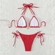 thumbnail image 3 of Bikini de Cintura Alta Conjunto de Traje de Baño Conservador de las Mujeres Unido Dos Piezas Bloque de Color de la Playa, 3 of 5