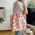 thumbnail image 4 of Girl Casual Large Capacity Handbags Vintage Floral Cotton Fabric Tote Bags Book Bag Shopping Bags Shoulder Bag 2, 4 of 8