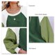 thumbnail image 5 of Sudadera de forro polar difuso con cuello redondo para mujer, informal, de moda, manga larga abombada, color block, Tops, verde, XL, 5 of 6