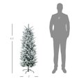 thumbnail image 3 of 4.5ft Flocked Christmas Tree, Artificial Pencil Tree with Steel Base, Snow Frosted Branches, Auto Open, Indoor Holiday Decor, 3 of 8
