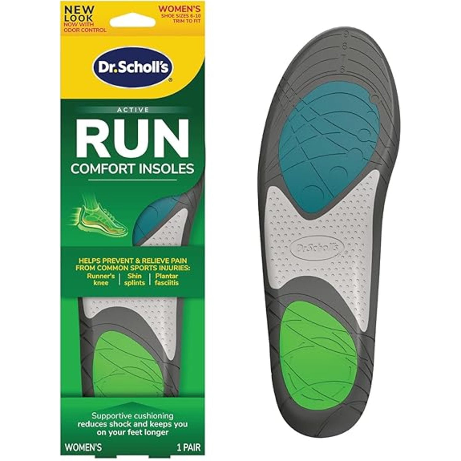 (2 pack) Dr. Scholl's® Run Active Comfort Foam Insoles, Women Shoe Sizes 5.5-10, 1 Pair, Trim to Fit