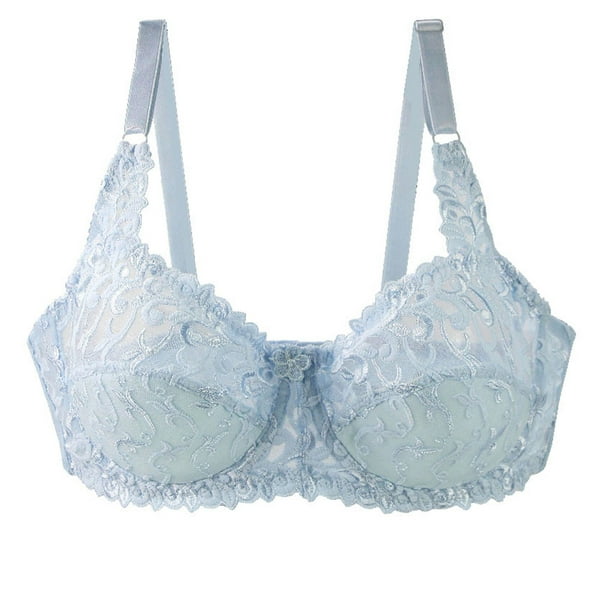 Demi Pushup Bra for Women Floral Embroidered Lingerie Sheer Underwire ...