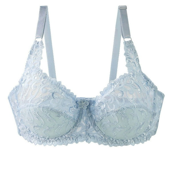Demi Pushup Bra for Women Floral Embroidered Lingerie Sheer Underwire