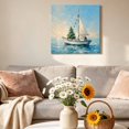thumbnail image 6 of Canvas Wall Art White Sailboat Canvas Art Print Coastal Christmas Tree Ocean Oil Painting Texture Pictures Wall Decor for Living Room Bedroom Artwork Decorations Stretched Framed Ready to Hang 8"x8", 6 of 9