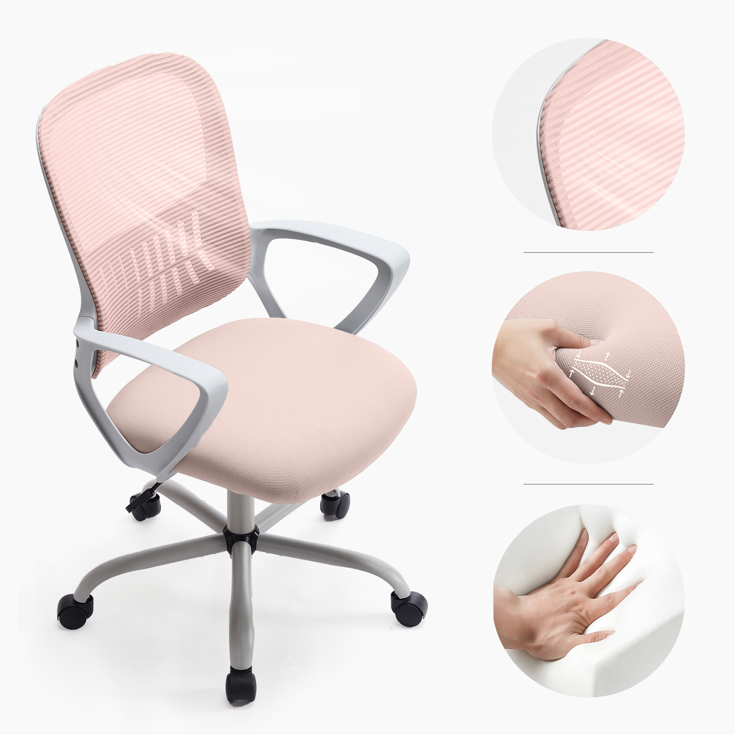 edx Ergonomic Desk Chair with Lumbar Support, Pink photo 7