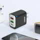 thumbnail image 2 of Adaptador de corriente de carga rápida USB enchufe de EE. UU. | 1 cargador de pared multipuerto USB-C + 2 USB-A | 5V 3A 9V 2.78A 12V 2.08A | Entrada de 100-240 V | Certificación CE RoHS | Compacto, 2 of 7