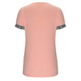 thumbnail image 5 of Usmixi Cute Tops for Women Short Sleeve V-Neck Solid T shirts Summer Lightweight Cold Shoulder Plus Size Tunic Blouse Pink XXXXL Clothes, 5 of 6
