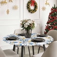 thumbnail image 6 of Round Tablecloth Blue Yellow Florl Print Elastic Edge Fitted Rustic Wild Flowers Pattern Plastic Table Cover,Waterproof Oil Proof for Dinner,Outdoor, Picnic, 55"- 60" DIA Tables, 6 of 9
