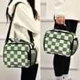 thumbnail image 5 of Green-white Plaid Insulated Lunch Bag Portable Cooler Bag Mommy Bag Large Capacity 6L, 5 of 9