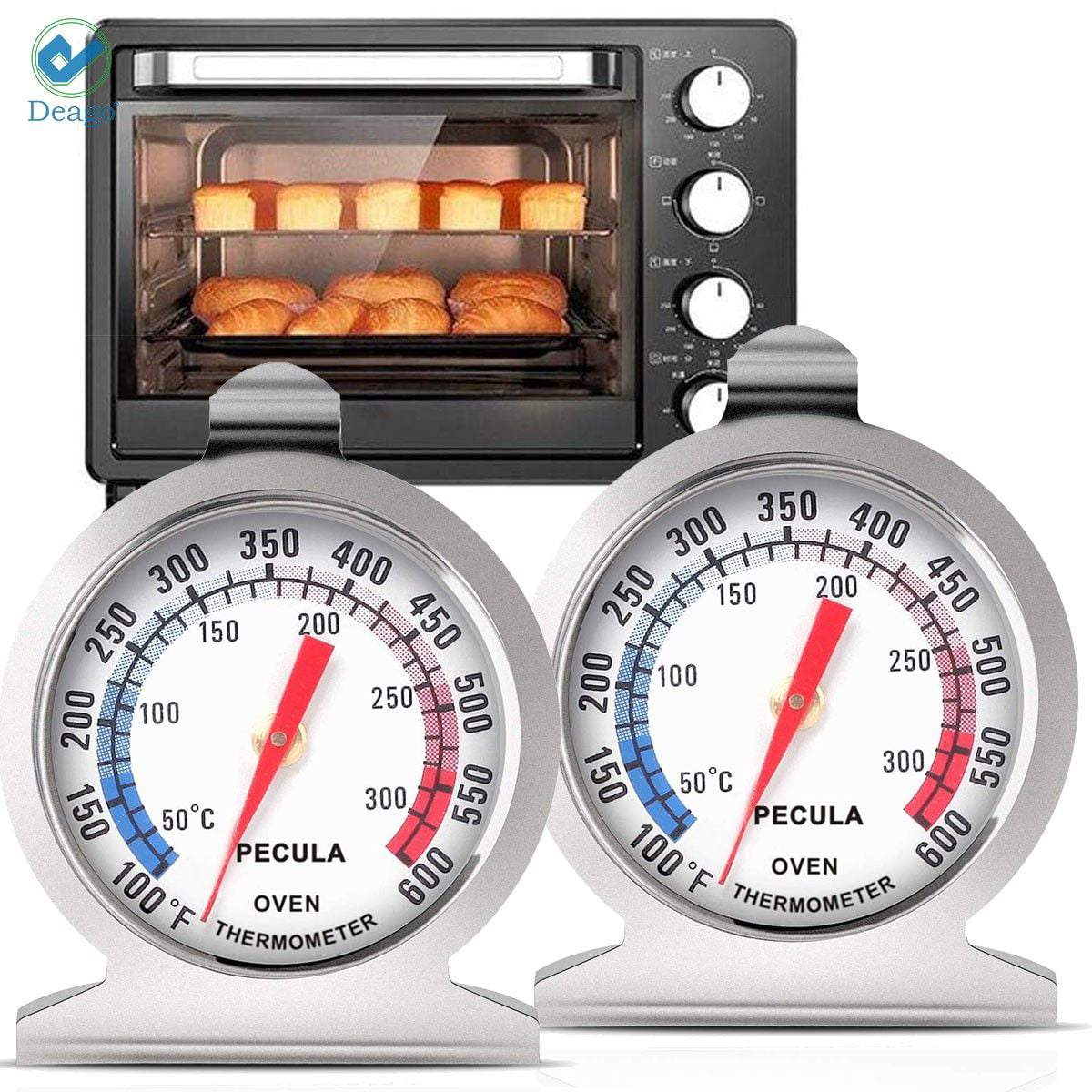 Deago 1Pcs Oven Thermometer Oven Grill Fry Chef Smoker Thermometer Instant Read Stainless Steel Thermometer Kitchen Cooking Thermometer for BBQ Baking