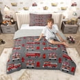 thumbnail image 4 of Erosebridal Cartoon Fire Engine Twin Comforter Sets, Truck Theme Bedding Set for Boys, Red Gray, Gray Reversible, 1 Comforter and 1 Pillowcase, 4 of 6