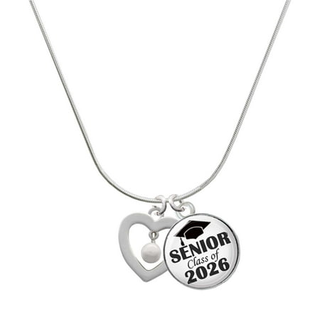 Delight Jewelry Silver-tone Open heart with Imitation Pearl Drop – Silvertone Senior Class of 2026 Dome Necklace 18 Delight Jewelry Silver-tone Open heart with Imitation Pearl Drop – Silvertone Senior Class of 2026 Dome Necklace 18