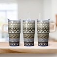 thumbnail image 2 of 20oz Stainless Steel Boho Tumbler with Lids & Straw, Bohemian Insulated Travel Coffee Mug, Double Wall Vacuum Cup, Leakproof Design, 2 of 5