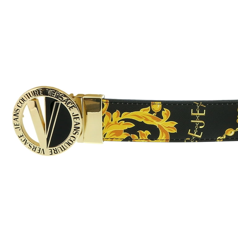 Chain Couture V-Emblem Belt Black,Gold