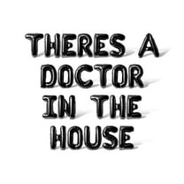 Letter Balloons - THERES A DOCTOR IN THE HOUSE 16" Inch Alphabet Letters Foil Mylar Balloon Graduation Day Party Banner (Black)