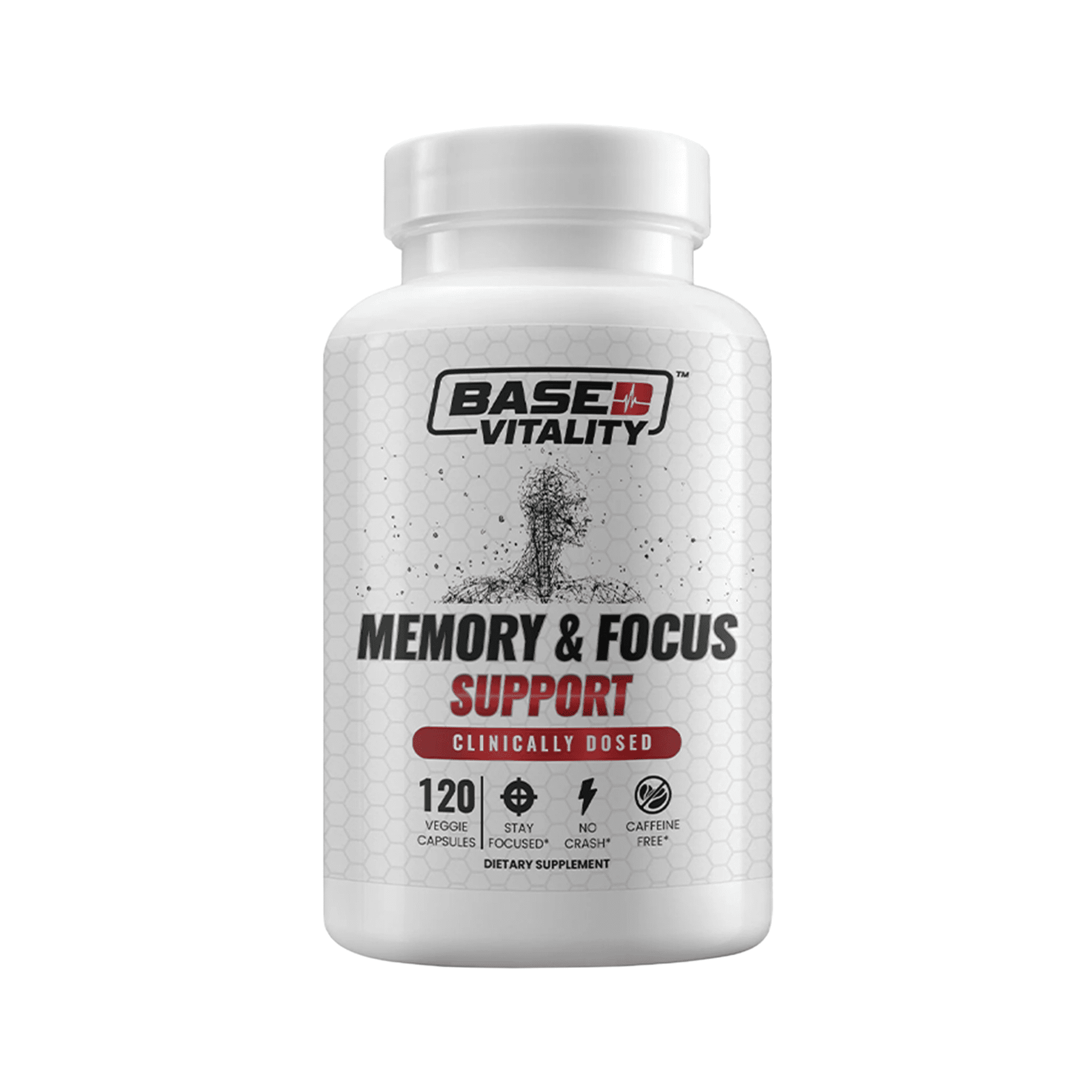 Based Vitality Cognitive Support with L-Tyrosine and L-Theanine, Caffeine Free, 60 Capsules