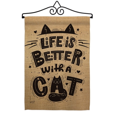 Better With A Cat Garden Flag Set 13 X18.5 Double-Sided Yard Banner
