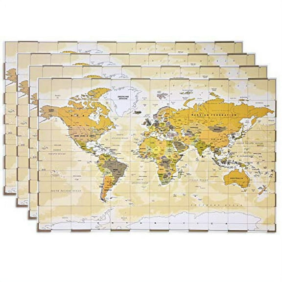 Gift Boutique 50 Pk Educational World Map Party Placemat, Kids Learning
