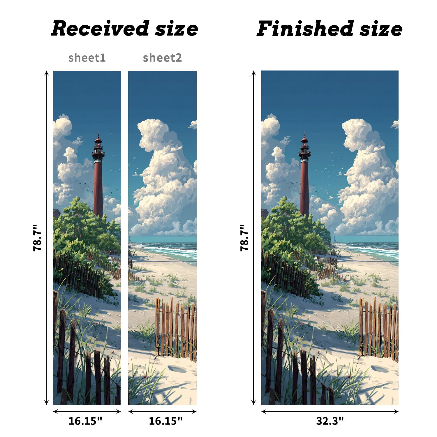 Self Adhesive Vinyl Refrigerator Wrap Set Barnegat Lighthouse sand beach fence New Jersey Door Mural Removable Fridge Sticker Peel and Stick&nbsp;Full Door Cover Decal Kitchen Bar Decor
