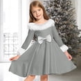 thumbnail image 2 of XXWXYD Girls Princess Plush Dress Cute Bow Long Sleeve High Waist A Line Swing Dresses Fall Winter Warm Cozy Kids 5-14 Years Par𝗍y Holiday Formal Fancy Christmas Birthday, 2 of 5
