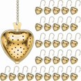 thumbnail image 1 of 30-Pack Heart-Shaped Tea Infusers, Stainless Steel Mesh Filters with Extended Handles for Loose Leaf Tea Brewing, 1 of 5