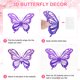 thumbnail image 5 of Paquete de 24 Decoraciones de Pared de Mariposas, Calcomanías de Mariposas 3D Huecas, Removibles [Púrpura, 3 Tamaños], 5 of 7