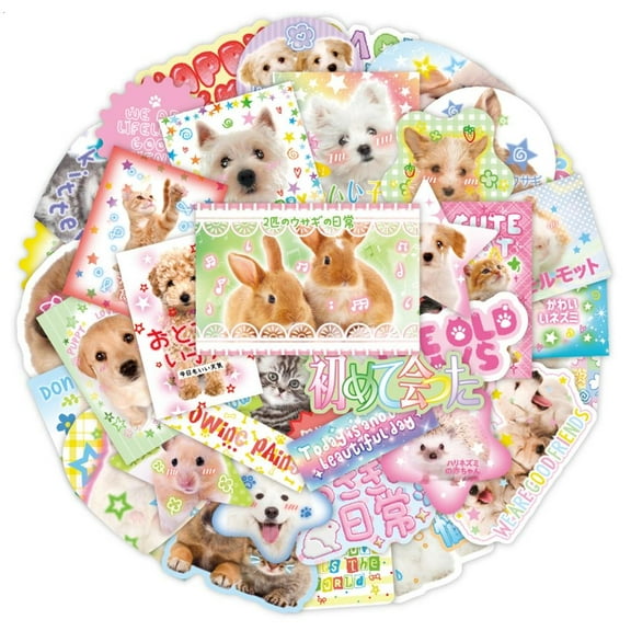 WE-POLUJ 40Count Dog Cats Sticker for Scrapbook Notebook Water Bottle Phone Skateboard